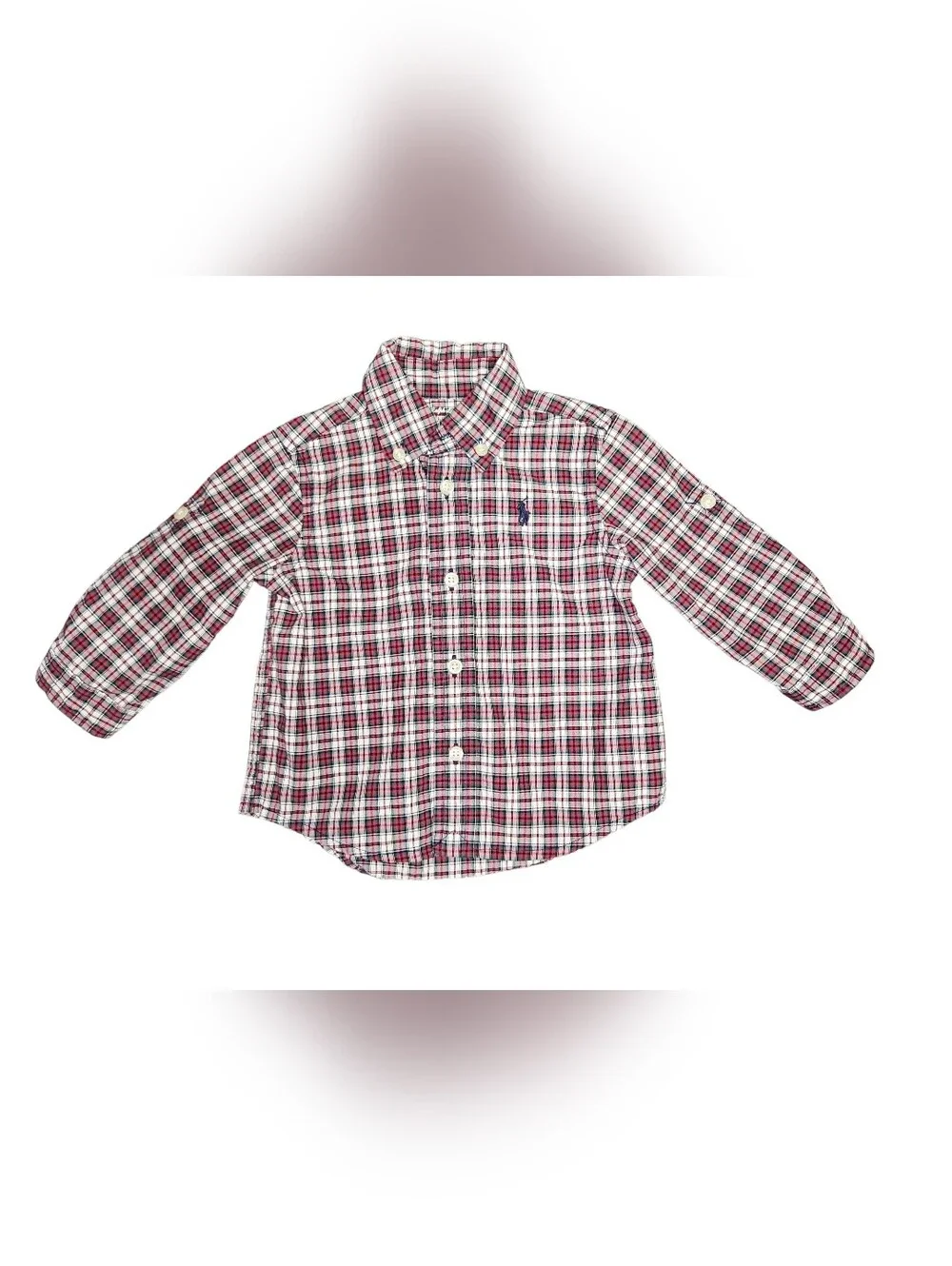 Ralph Lauren Toddler Plaid Button-Down Shirt - Red/White/Green 9 Months